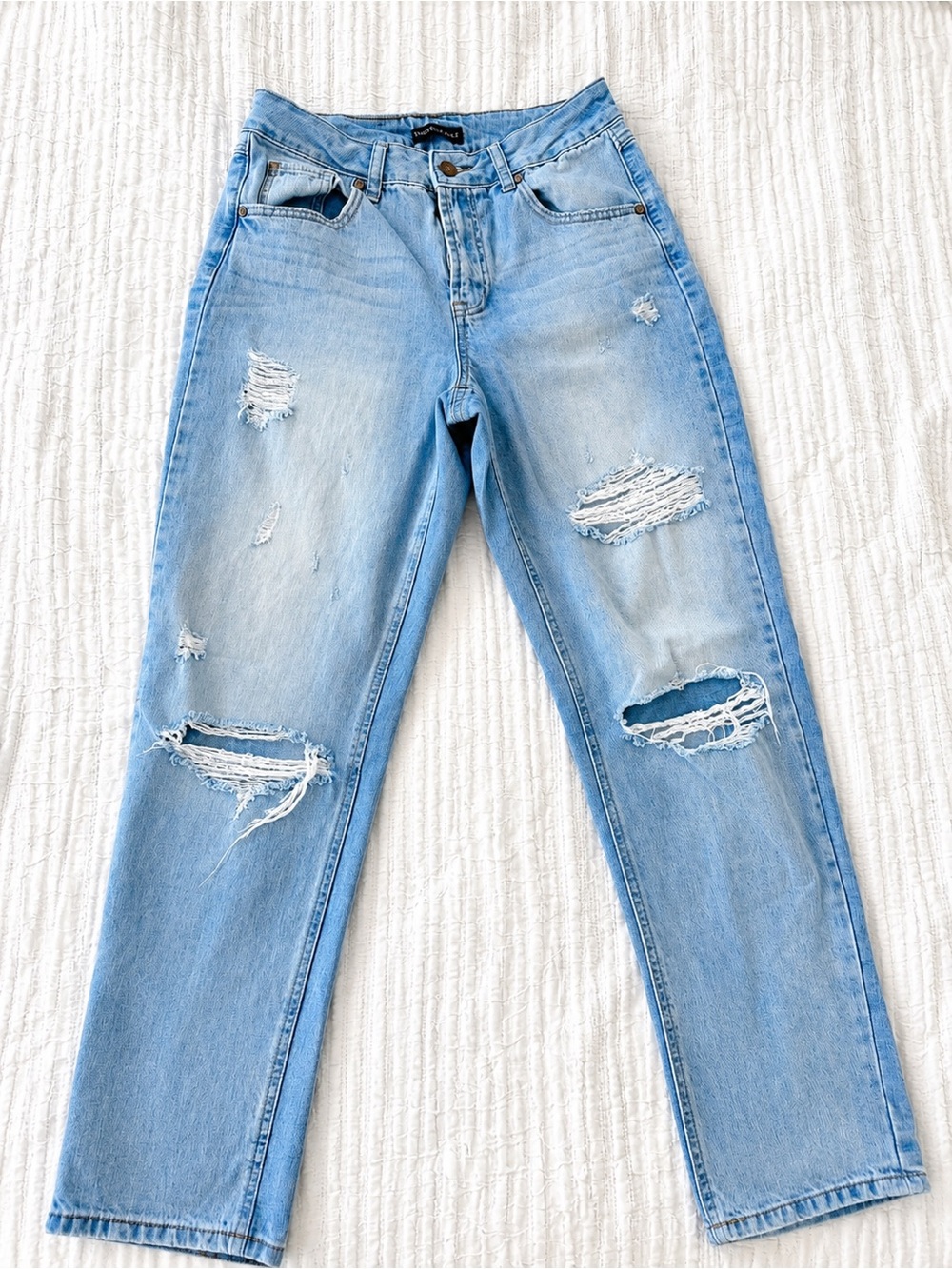 Sincerely Jules Size 26 Distressed Mom Jeans Light Wash High Rise